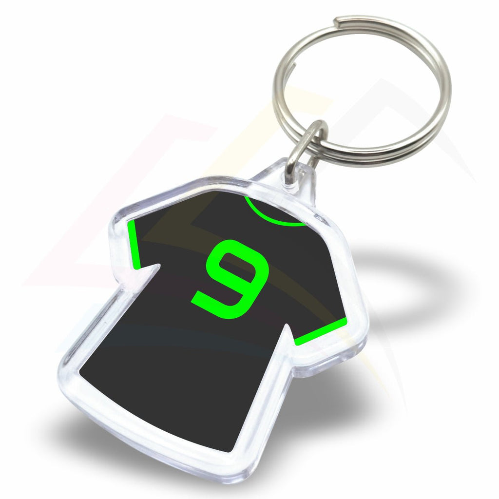 MS1 Mini Shirt 35x33mm Photo Insert Acrylic Keyring - Printed Green Number 9