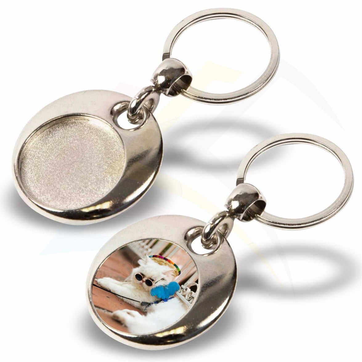 MT-25D Round 25mm Photo Insert Metal Keyring - Blank or Printed - Pack of 100