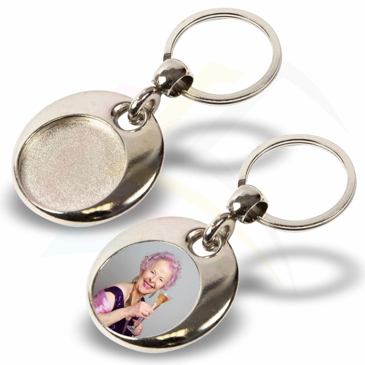 MT-25D-5 Round 25mm Photo Insert Metal Keyring - Blank or Printed - Pack of 5
