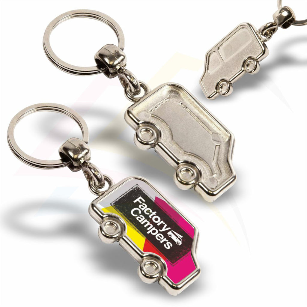 MV-N Van Shaped Photo Insert Metal Keyring - Blank or Printed - Pack of 100