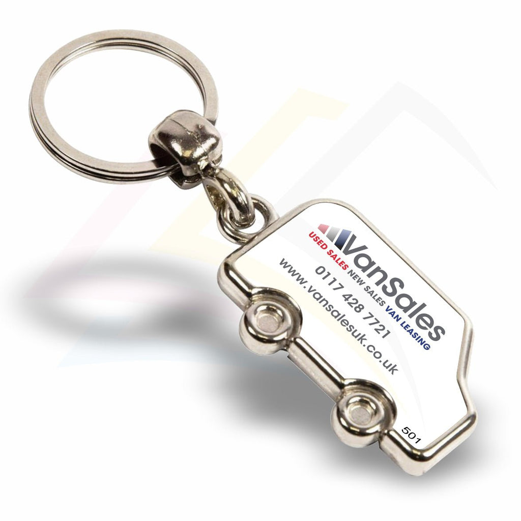 MV - N Van Shaped Photo Insert Metal Keyring - Blank or Printed - Pack of 100