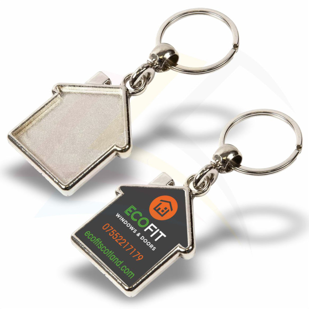 MY-D House Shaped Photo Insert Metal Keyring - Blank or Printed - Pack of 100