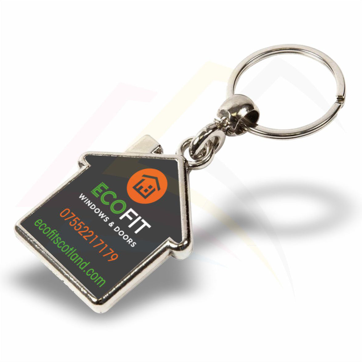 MY-D-5 House Shaped Photo Insert Metal Keyring - Blank or Printed - Pack of 5