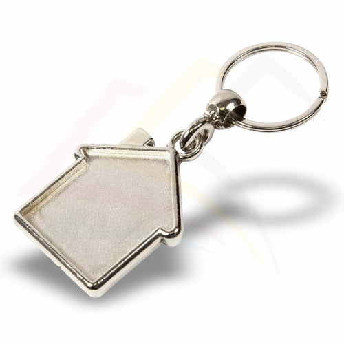 MY - D House Shaped Photo Insert Metal Keyring - Blank or Printed - Pack of 100