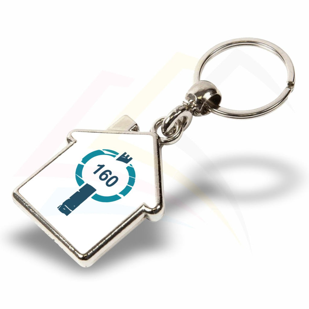 MY - D House Shaped Photo Insert Metal Keyring - Blank or Printed - Pack of 100