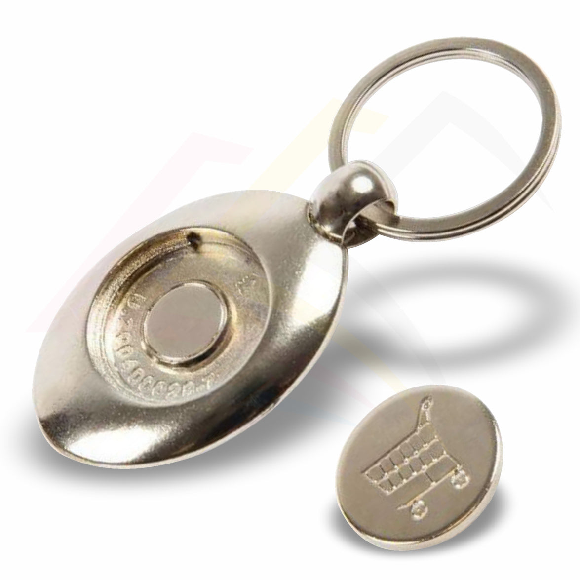 MZ-25 Shopping Trolley Coin 25mm Round Photo Insert Metal Keyring - Blank or Printed - Pack of 100