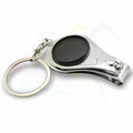 Multi3 Nail Clipper / Bottle Opener Round 25mm Insert Metal Keyring - Blank - Black