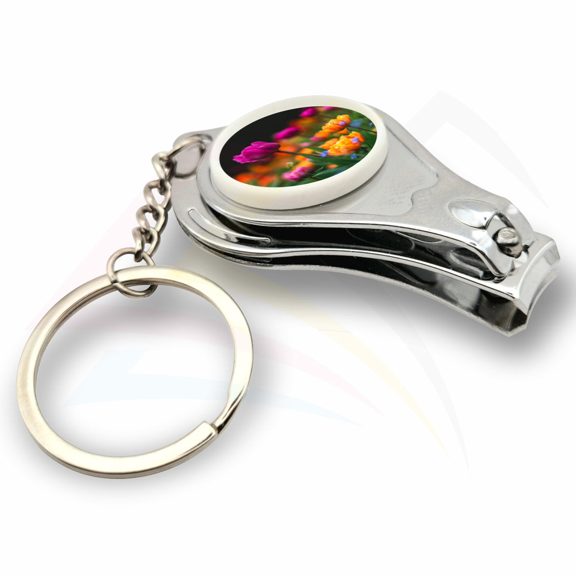 Multi3 Nail Clipper / Bottle Opener Round 25mm Photo Insert Metal Keyring -  Blank or Printed - Pack of 100