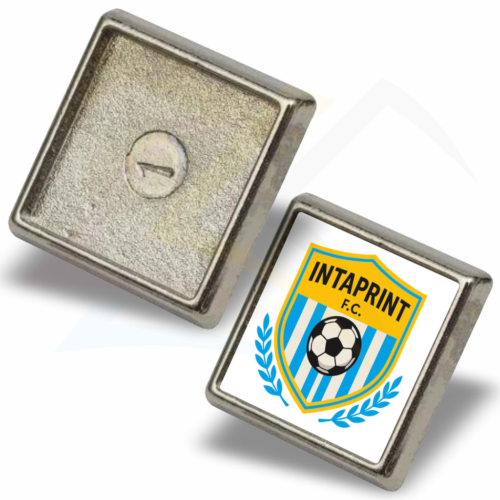 P-10 Metal Pin Badge Square 15x15mm Photo Insert - Blank or Printed - Pack of 100