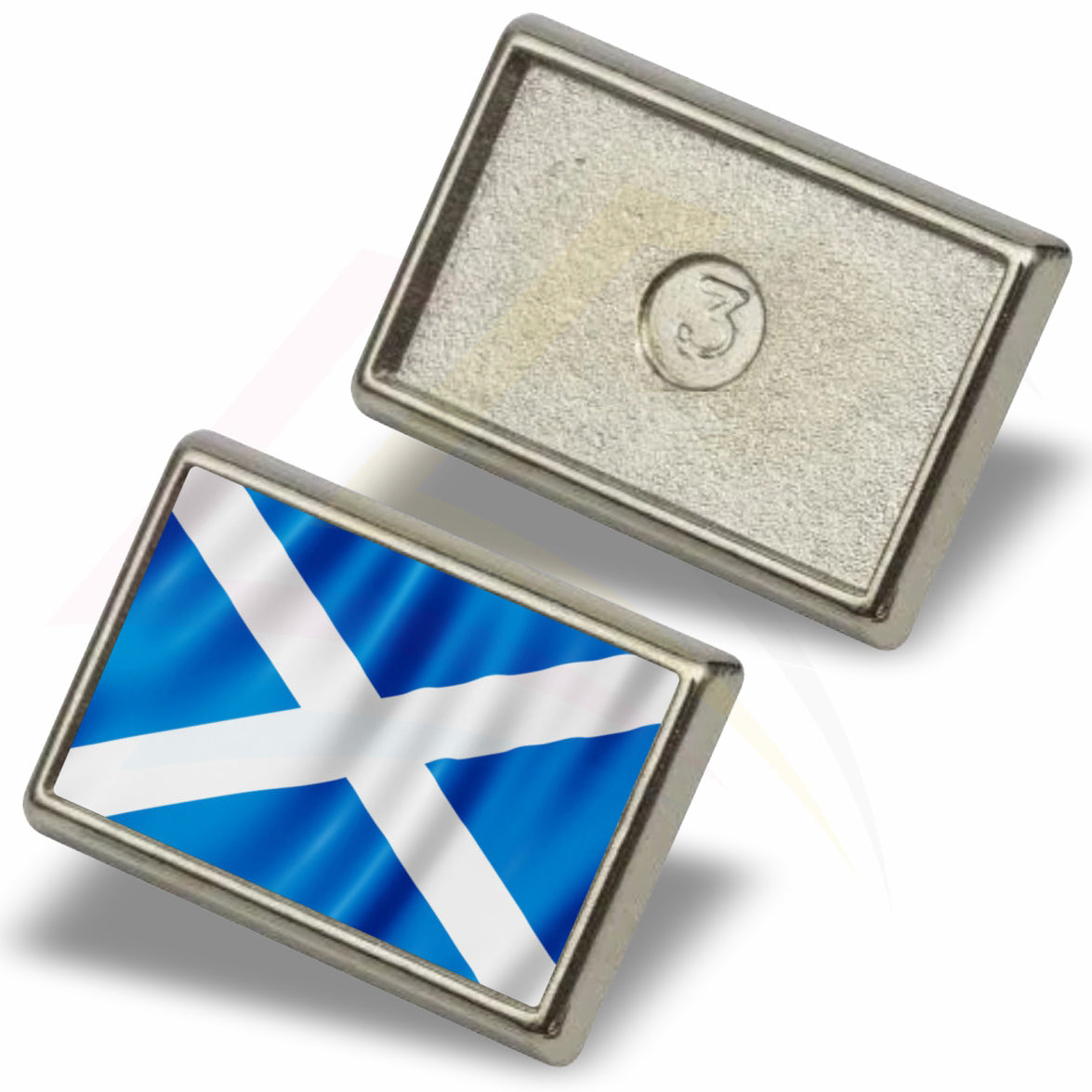 P-15-10 Metal Pin Badge Rectangular 21x13mm Photo Insert - Blank or Printed - Pack of 10