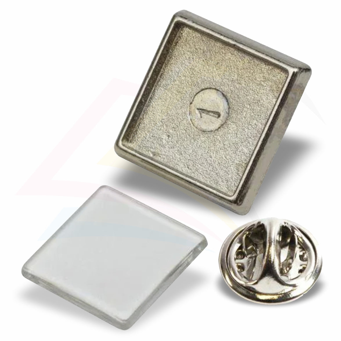 P-10 Metal Pin Badge Square 15x15mm Photo Insert - Blank or Printed - Pack of 100