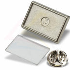 P-15 Metal Pin Badge Rectangular 21x13mm Photo Insert - Blank or Printed - Pack of 100