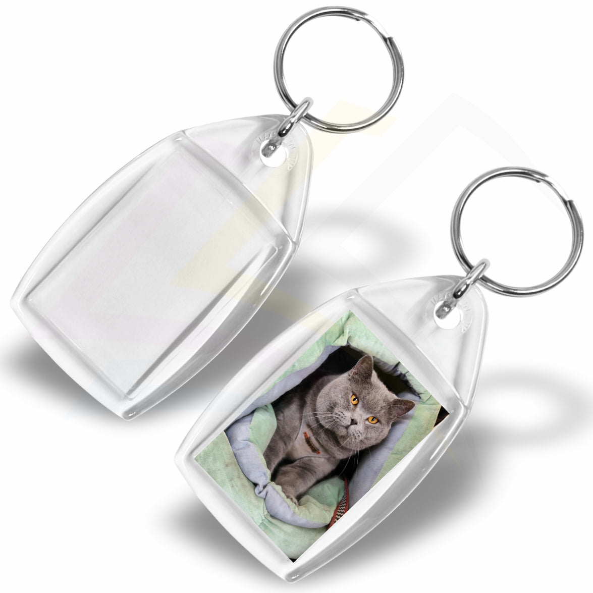 P5-10 Rectangular 35x24mm Photo Insert Acrylic Keyring - Blank or Printed - Pack of 10