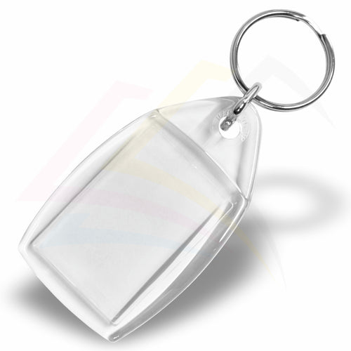 P5 Rectangular 35x24mm Photo Insert Acrylic Keyring - Blank or Printed - Pack of 250