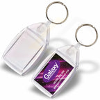P6-10 Rectangular 35x24mm Photo Insert Acrylic Keyring - Blank or Printed - Pack of 10