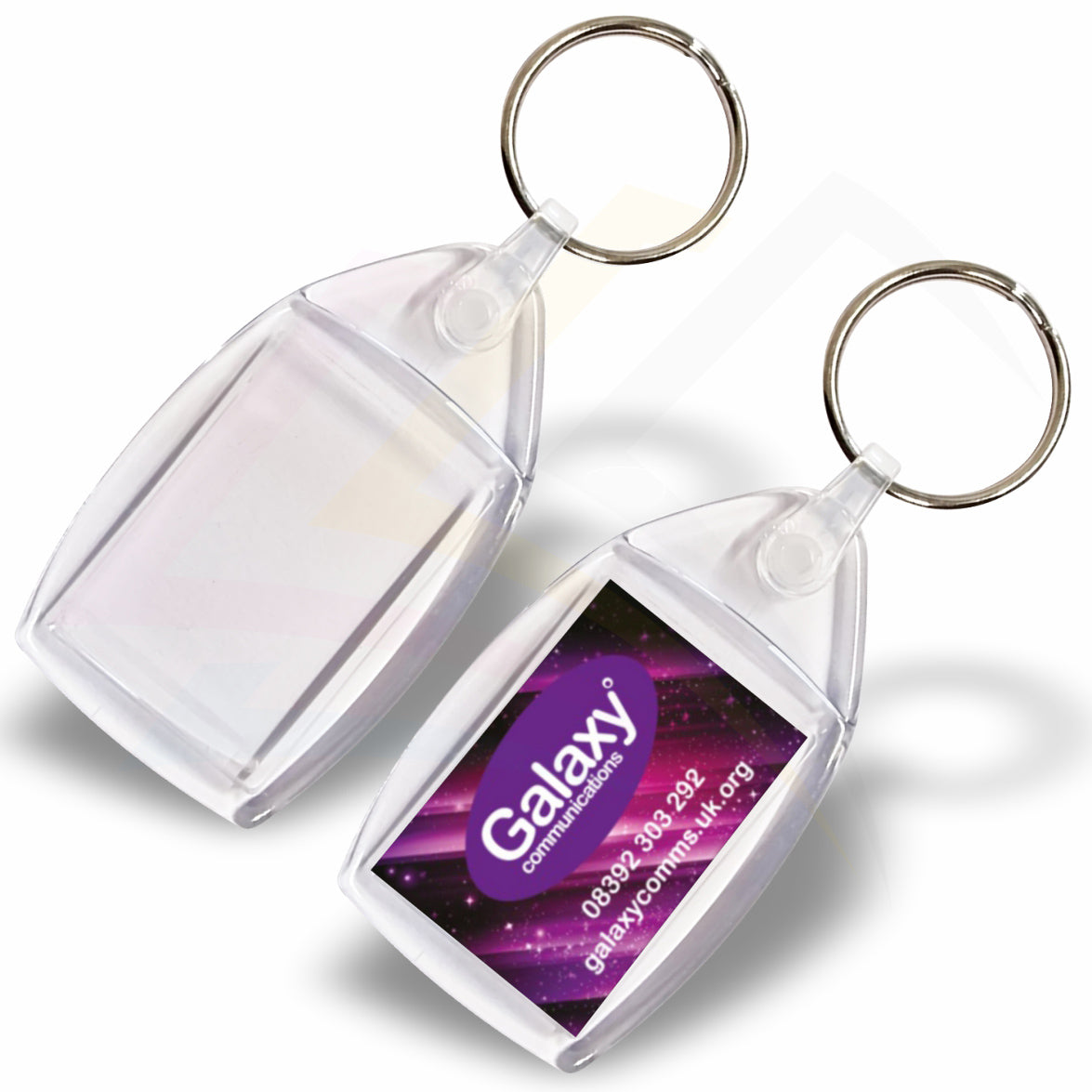 P6-10 Rectangular 35x24mm Photo Insert Acrylic Keyring - Blank or Printed - Pack of 10