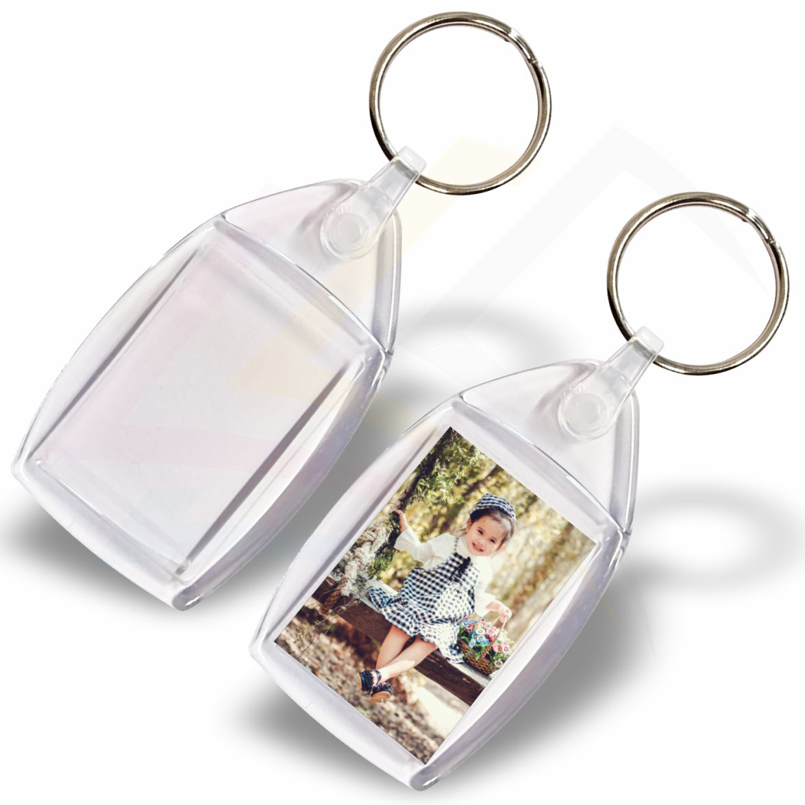 P6 Rectangular 35x24mm Photo Insert Acrylic Keyring - Blank or Printed - Pack of 250
