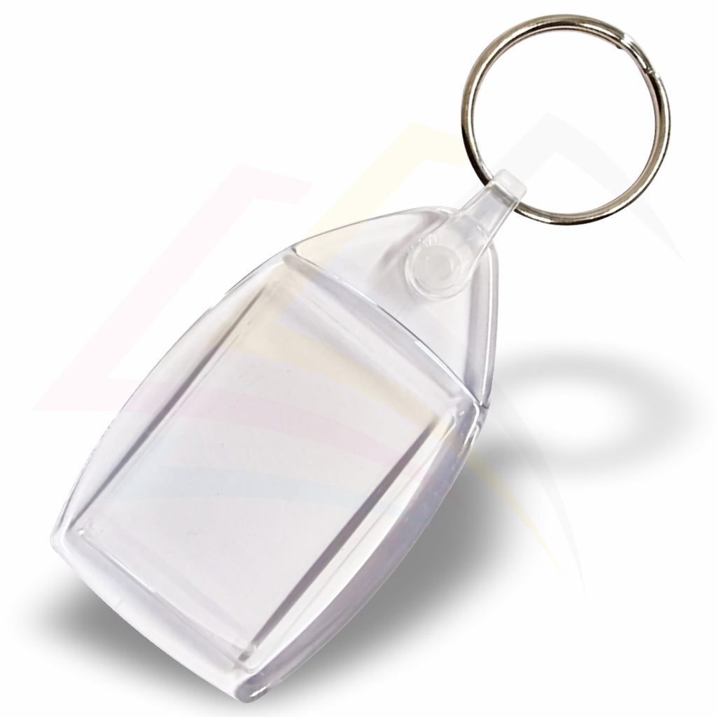 P6 Rectangular 35x24mm Photo Insert Acrylic Keyring - Blank or Printed - Pack of 250