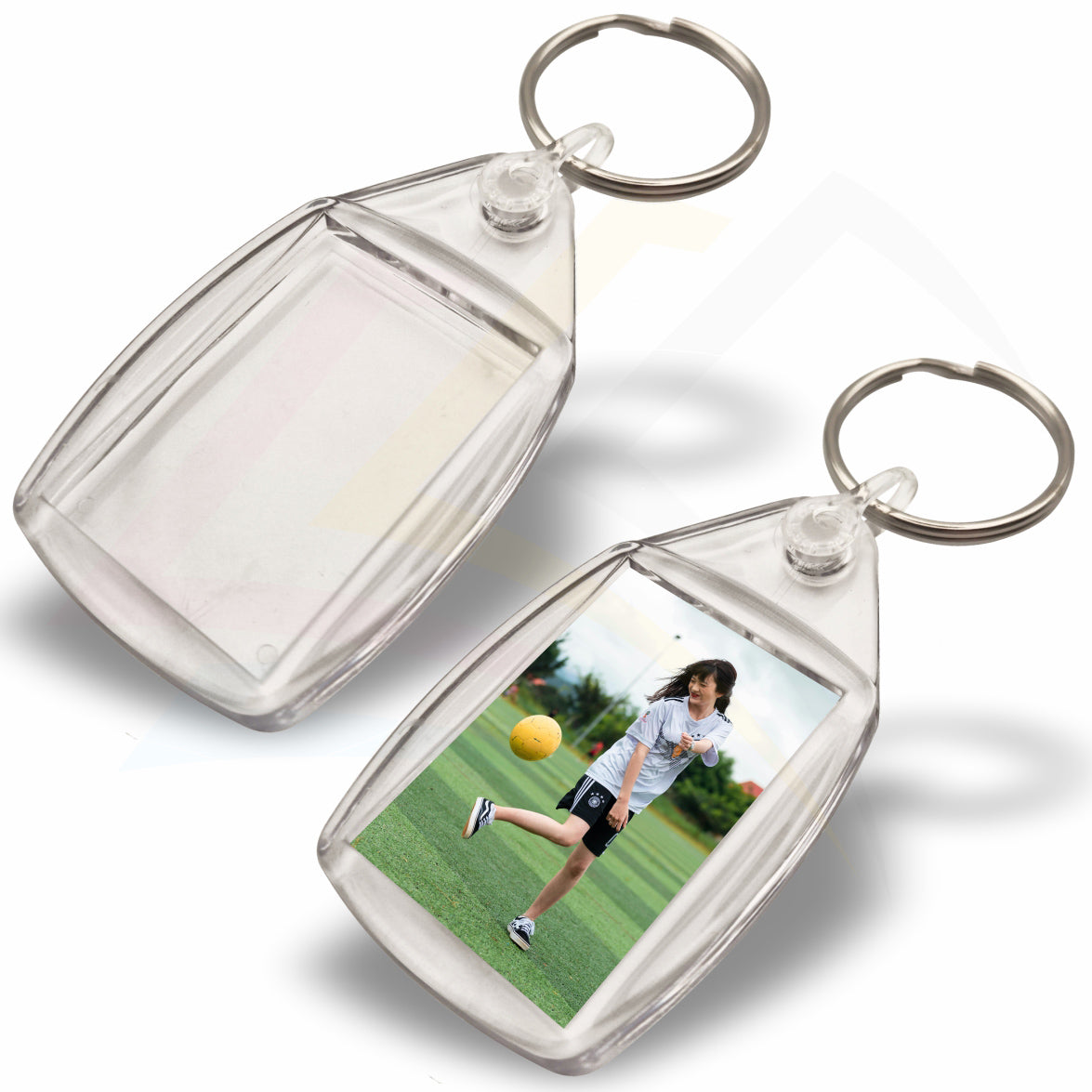 P7 Rectangular 35x24mm Photo Insert Acrylic Keyring - Blank or Printed - Pack of 500