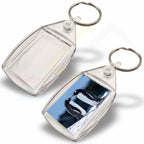 P7-10 Rectangular 35x24mm Photo Insert Acrylic Keyring - Blank or Printed - Pack of 10