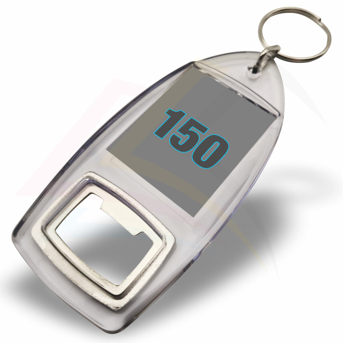 R1-IB Rectangular 40x32mm Photo Insert Acrylic Bottle Opener Keyring - Blank or Printed - Pack of 50