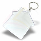 S-House House Shaped 59x56mm Photo Insert Acrylic Keyring - Blank - Pack of 50