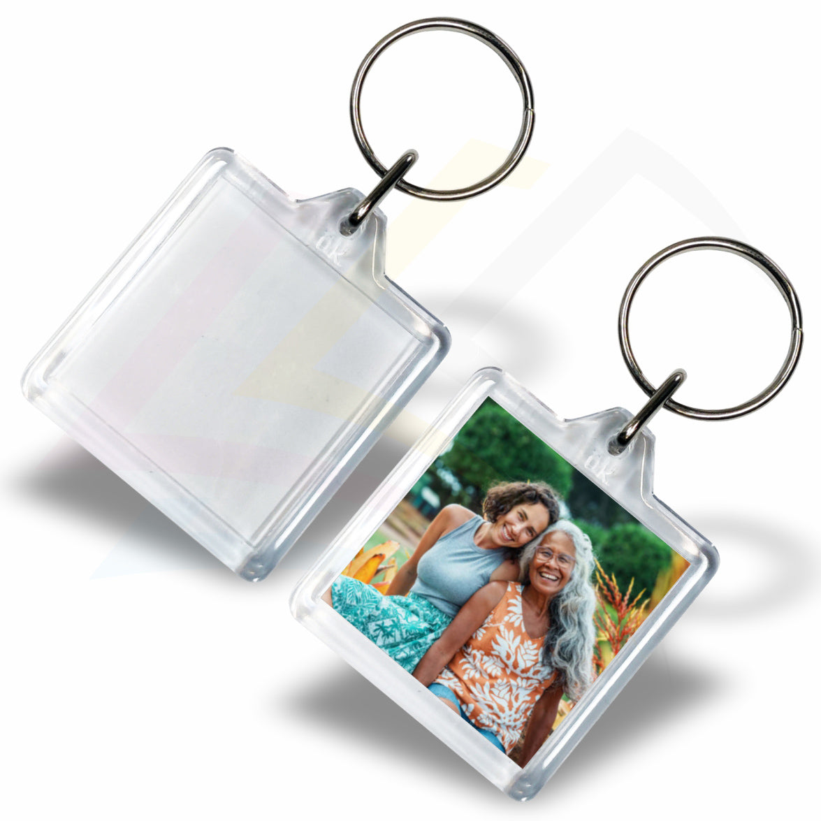 U1 Square 32x32mm Photo Insert Acrylic Keyring - Blank or Printed - Pack of 50