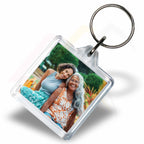 U1-10 Square 32x32mm Photo Insert Acrylic Keyring - Blank or Printed - Pack of 10