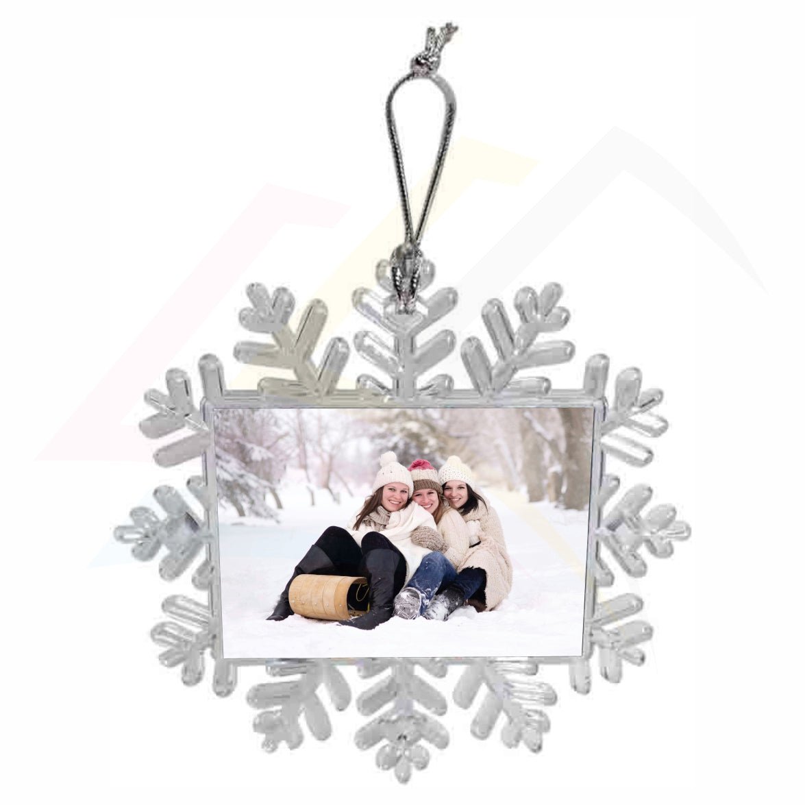 XAF02S Maxi Snowflake Ornament with String – 88.9x65.5mm 3.5x2.5" Photo Insert - Blank or Printed - Pack of 5