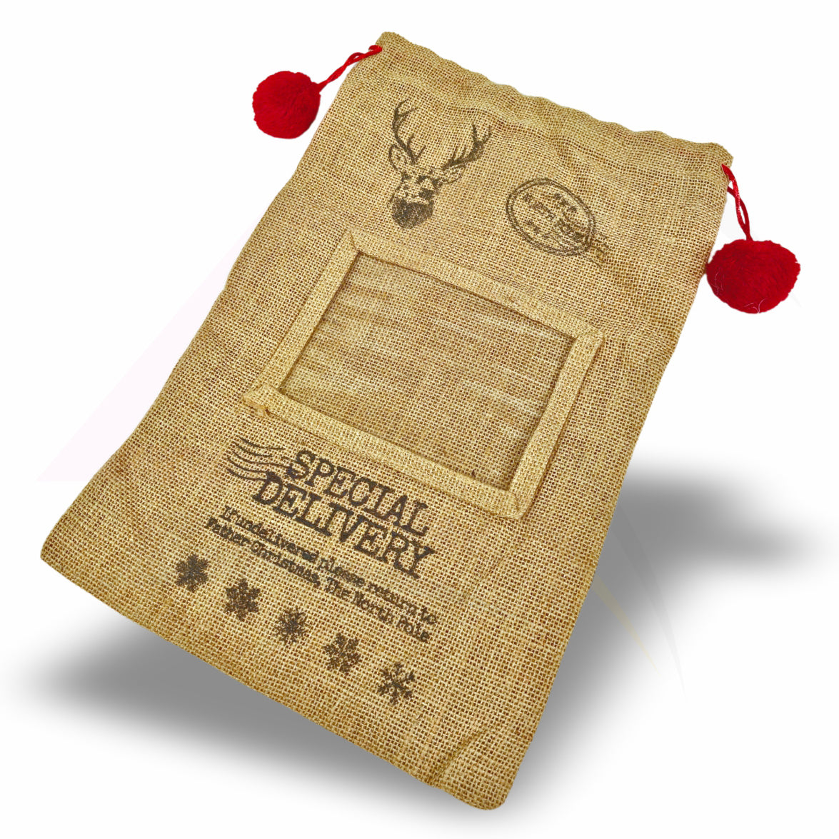 XSS46 Xmas Santa Sacks Natural Jute - 152x102mm 6x4" Photo Insert - Blank or Printed