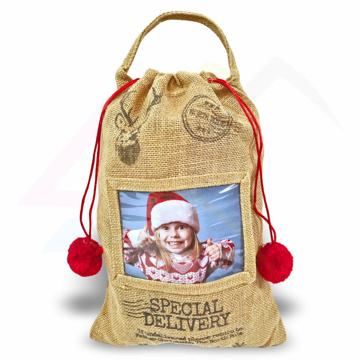 XSS46 Xmas Santa Sacks Natural Jute - 152x102mm 6x4" Photo Insert - Blank or Printed