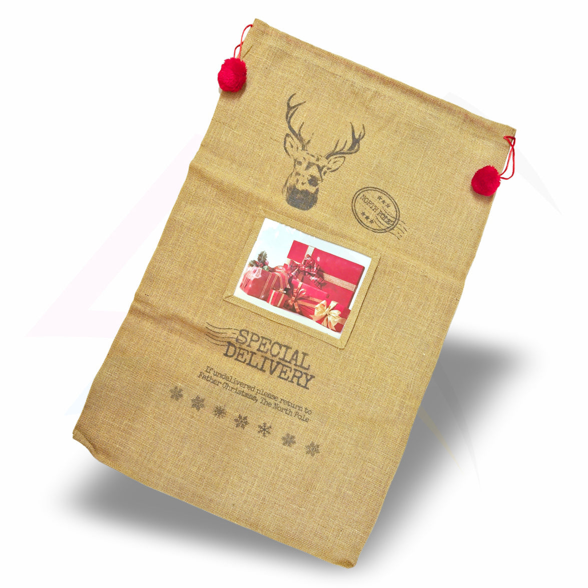 XSS68 Xmas Santa Sacks Natural Jute - 203x152mm 8x6" Photo Insert - Blank or Printed