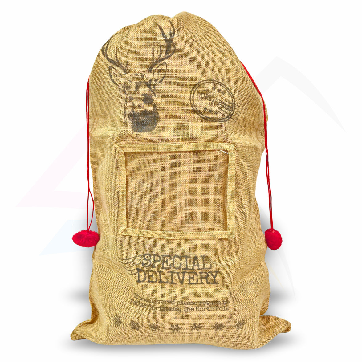 XSS68 Xmas Santa Sacks Natural Jute - 203x152mm 8x6" Photo Insert - Blank or Printed
