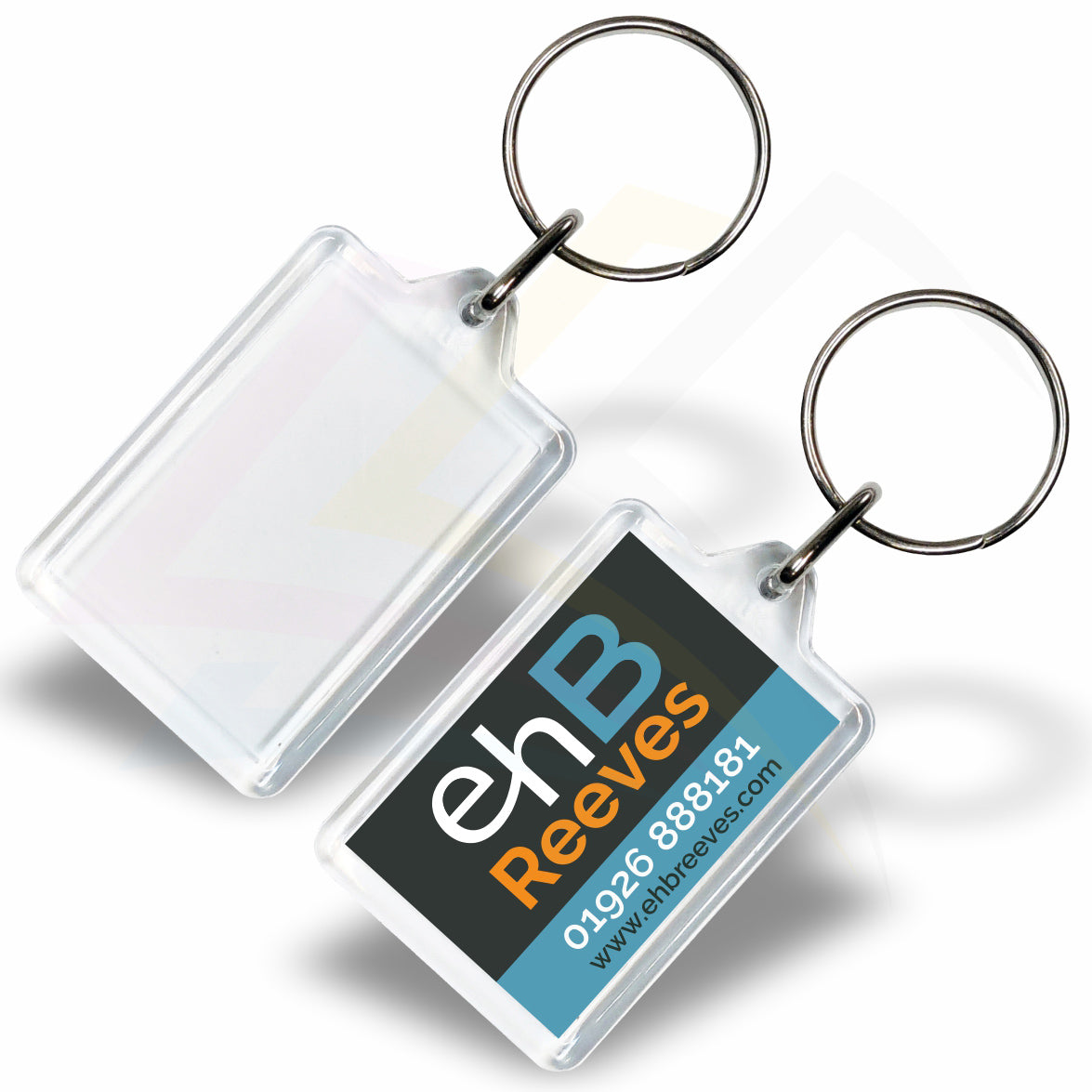 Y1 Rectangular 35x24mm Photo Insert Acrylic Keyring - Blank or Printed - Pack of 250