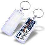 CR-18 Rectangular Acrylic Keyring – 50x18mm Photo Insert - Blank or Printed