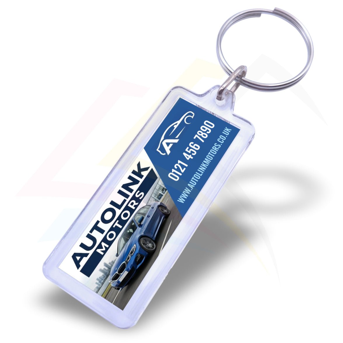 CR-18 Rectangular Acrylic Keyring – 50x18mm Photo Insert - Blank or Printed