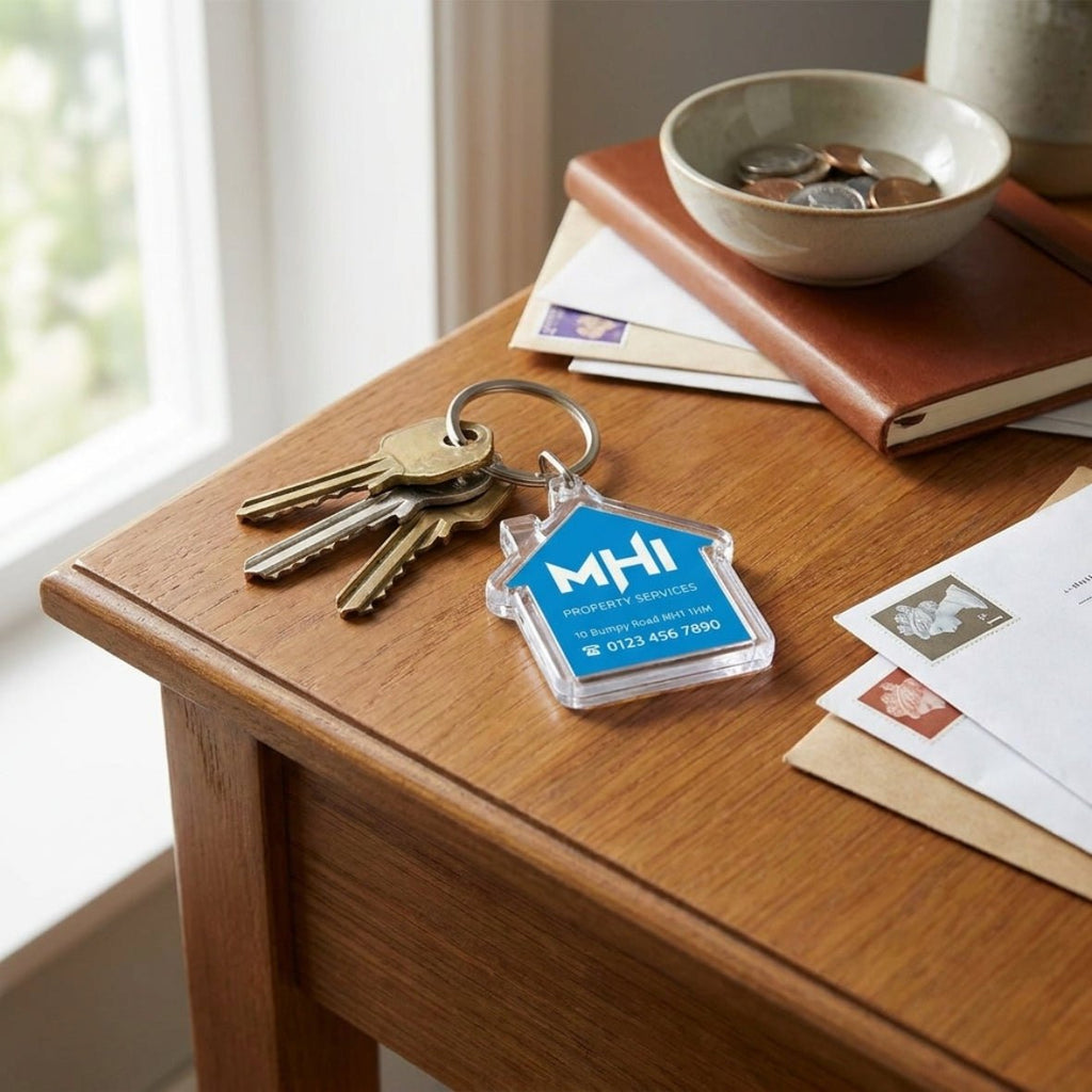 MH1 Mini House 35x33mm Photo Insert Acrylic Keyring - Blank or Printed