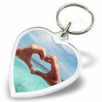 M-HT Mini Heart 40x38mm Photo Insert Acrylic Keyring - Blank or Printed - Pack of 50