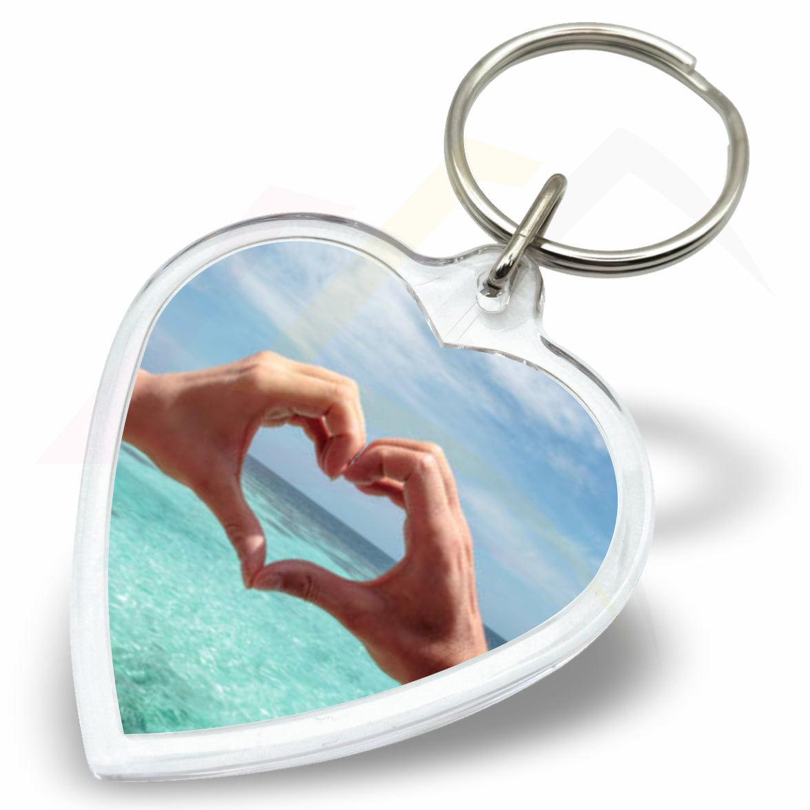 M-HT Mini Heart 40x38mm Photo Insert Acrylic Keyring - Blank or Printed - Pack of 50