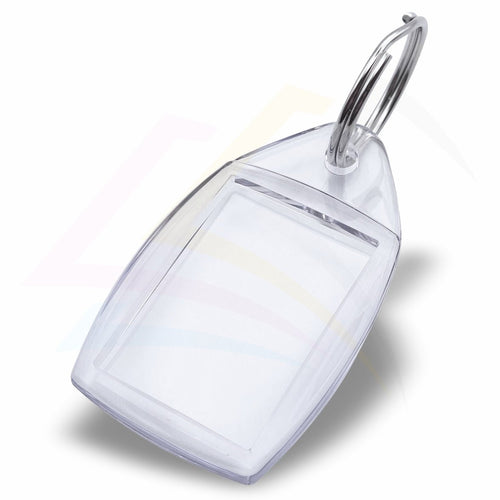 P5 - 10 Rectangular 35x24mm Photo Insert Acrylic Keyring - Blank or Printed - Pack of 10