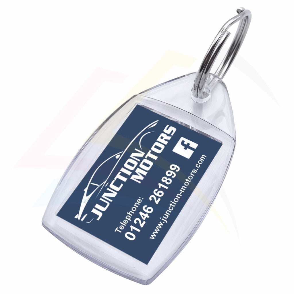 P5 - 10 Rectangular 35x24mm Photo Insert Acrylic Keyring - Blank or Printed - Pack of 10