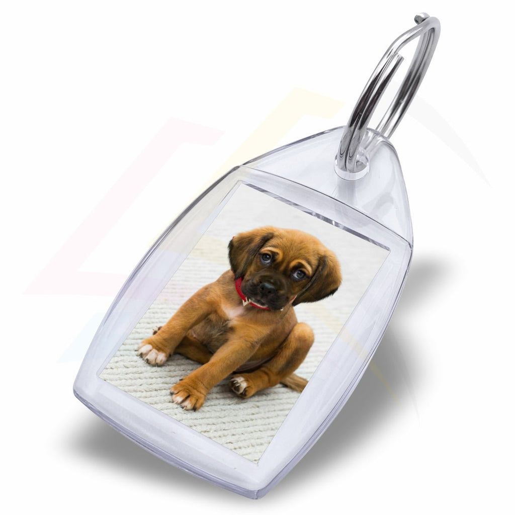 P5 - 10 Rectangular 35x24mm Photo Insert Acrylic Keyring - Blank or Printed - Pack of 10